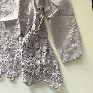 Kimchi Blue Urban Outfitters | Embroidered cotton lilac purple blouse | Openback